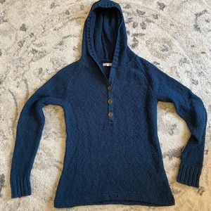 Vintage Blue Sweater Hooded Size Medium Button Up Old Navy